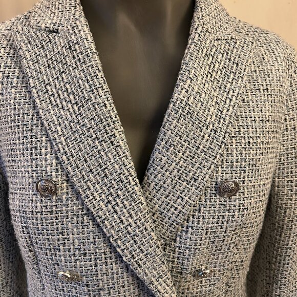 Classy Marks & Spencer Blue Mix Tweed Style Jacket Blazer  (Size 12) - Picture 3 of 13